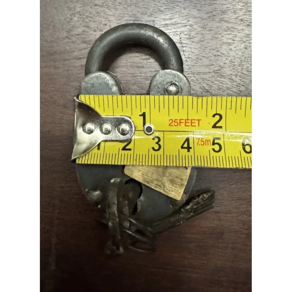 Antique Padlock 3'' Cast Iron Lock and Keys Old Vintage 1800s Style